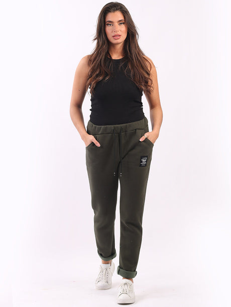 Ladies Plain Cotton Relaxed Fit Comfy Fleece Trouser