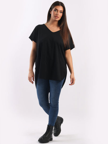 Plain Cotton V-Neck Top