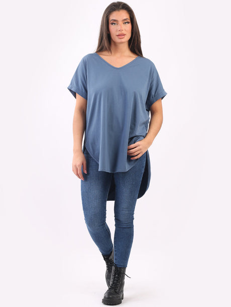 Plain Cotton V-Neck Top