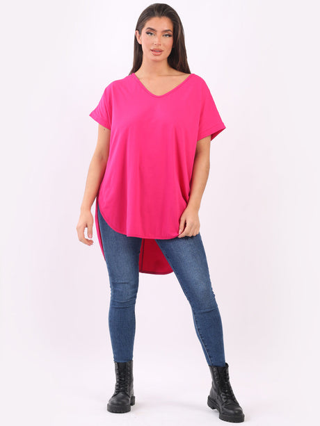 Plain Cotton V-Neck Top