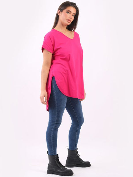 Plain Cotton V-Neck Top