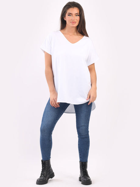 Plain Cotton V-Neck Top