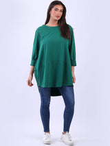 Ladies Plus Size Zipped Hem Italian Cotton Top