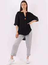 Italian Plain Linen Lagenlook Top