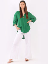 Italian Plain Linen Lagenlook Top