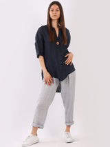 Italian Plain Linen Lagenlook Top