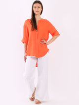 Italian Plain Linen Lagenlook Top