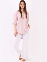 Italian Plain Linen Lagenlook Top