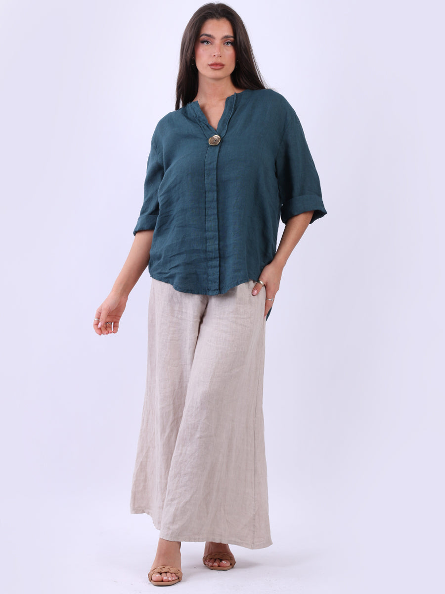 Ladies Plain Hi-Lo Casual Summer Linen Top