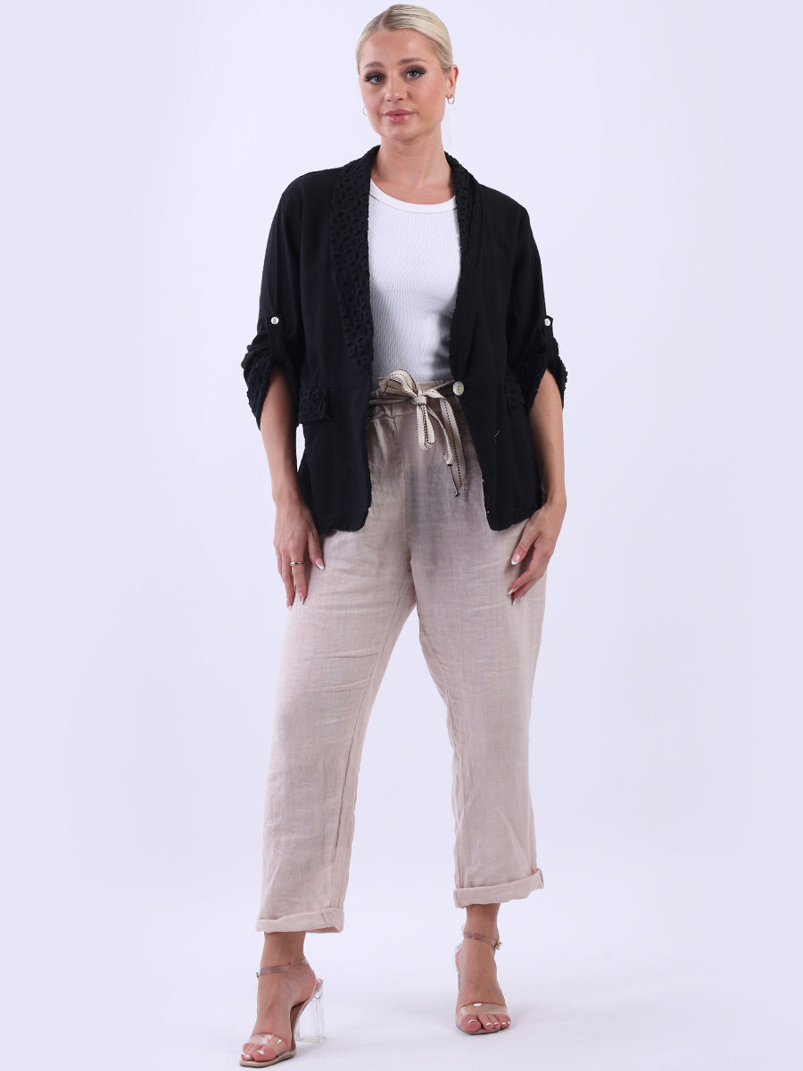 Linen Broderie Crop Jacket