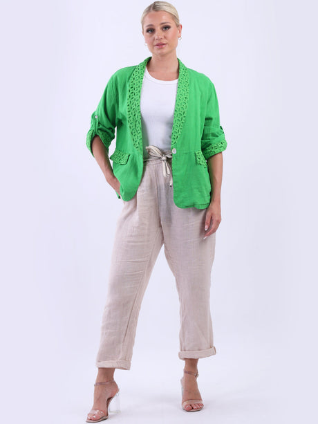 Linen Broderie Crop Jacket