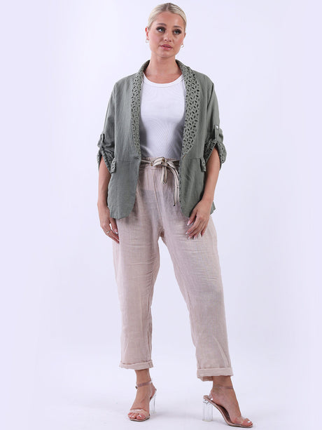 Linen Broderie Crop Jacket