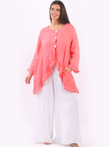 Plain Linen Frill Edges Jacket