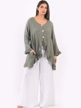 Plain Linen Frill Edges Jacket