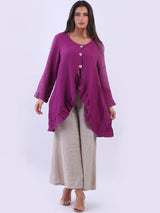 Ladies Plain Frilled Linen Summer Jacket