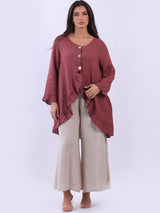 Ladies Plain Frilled Linen Summer Jacket