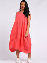 Plain Linen Balloon Hem Tank Maxi Dress