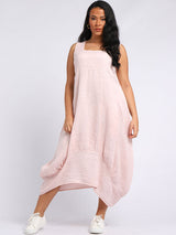 Plain Linen Balloon Hem Tank Maxi Dress