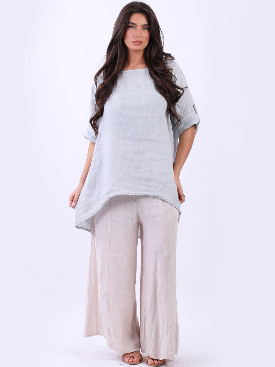 Linen Baggy Top Silver 
