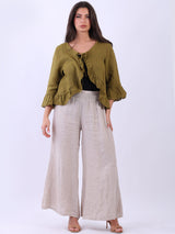 Linen Ruffle Crop Jacket