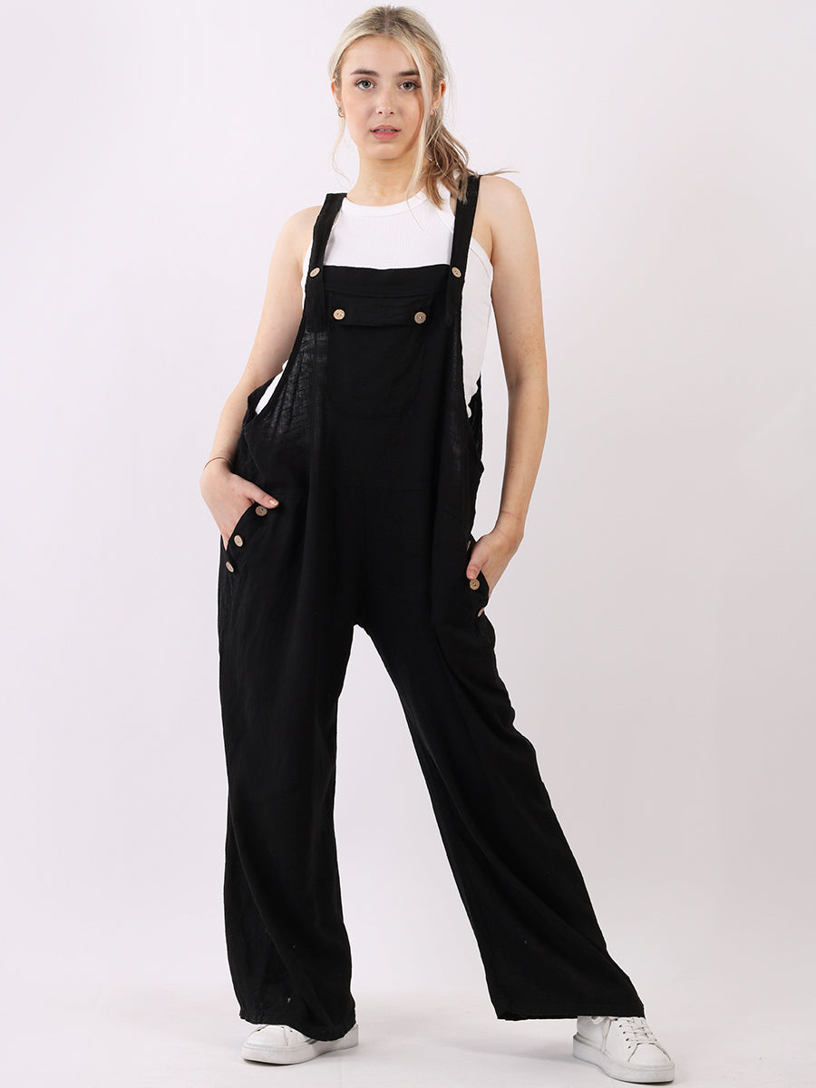 Plain Linen Wide Leg Pabo Jumpsuit