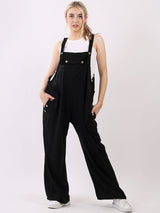 Ladies Wide Leg Plain Linen Jumpsuit