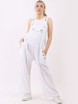 Ladies Wide Leg Plain Linen Jumpsuit