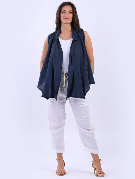 Linen Sleeveless Jacket