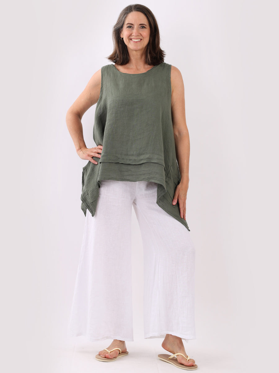 Plain Sleeveless Linen Tunic Tank Top – Yayavoo UK