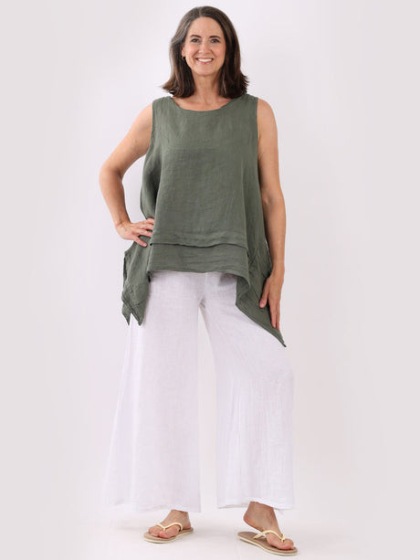 Plain Sleeveless Linen Tunic Tank Top