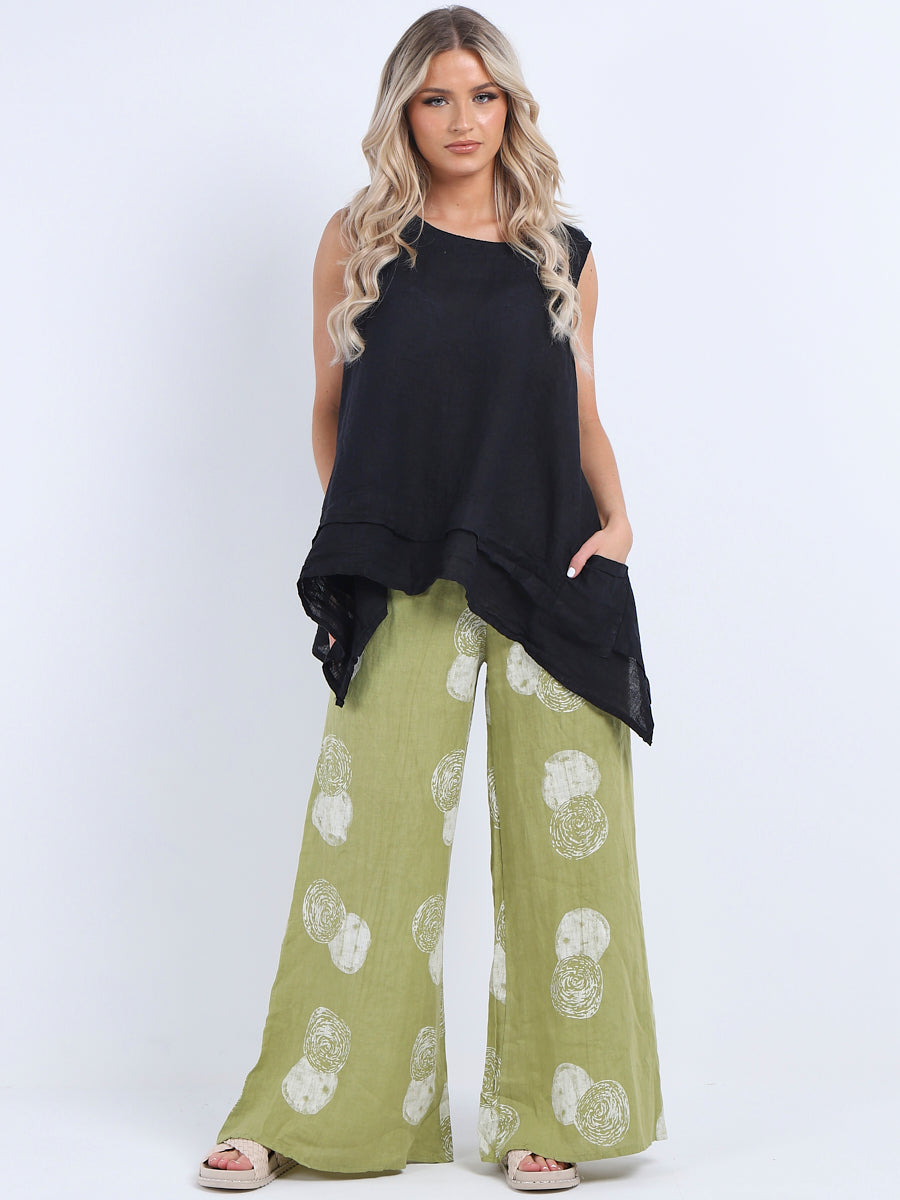 Plain Sleeveless Linen Tunic Tank Top