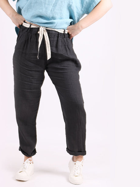 Ladies Plain Linen Cropped Capri Pants