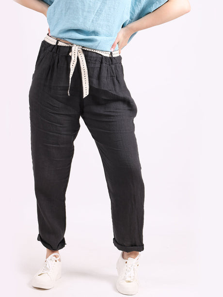 Ladies Plain Linen Cropped Capri Pants