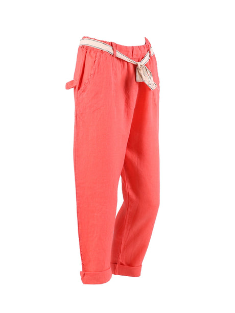 Ladies Plain Linen Cropped Capri Pants