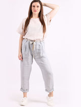 Ladies Plain Linen Cropped Capri Pants