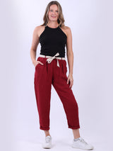 Ladies Plain Linen Cropped Capri Pants