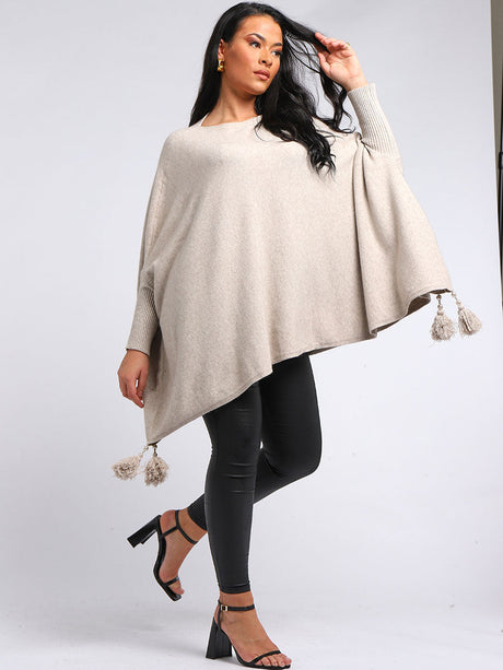 Plain Plus Size Batwing Tunic Poncho