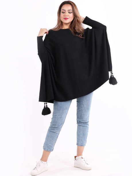 Plain Plus Size Batwing Tunic Poncho