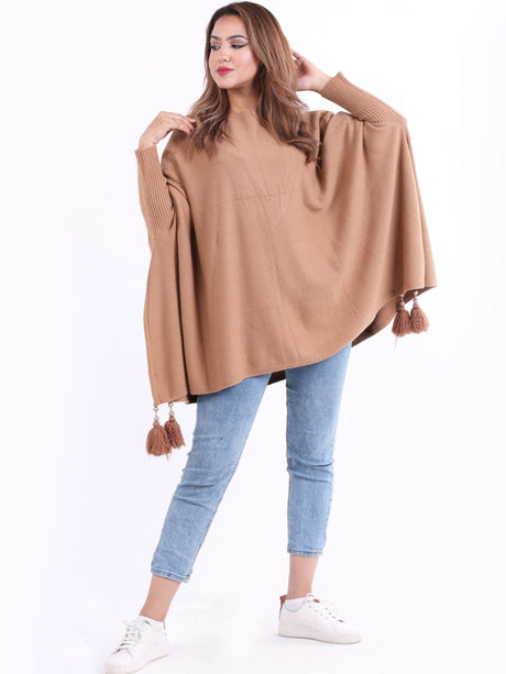 Plain Plus Size Batwing Tunic Poncho