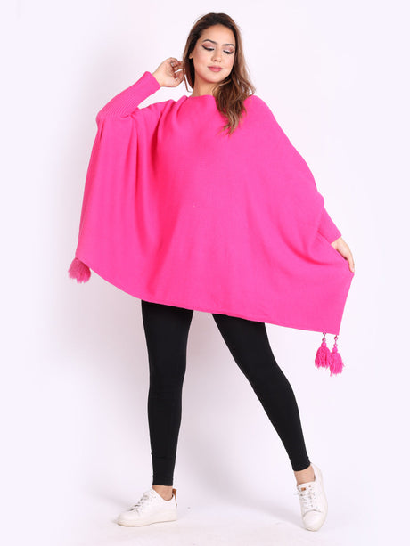 Plain Plus Size Batwing Tunic Poncho