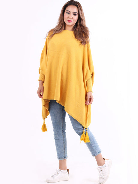 Plain Plus Size Batwing Tunic Poncho