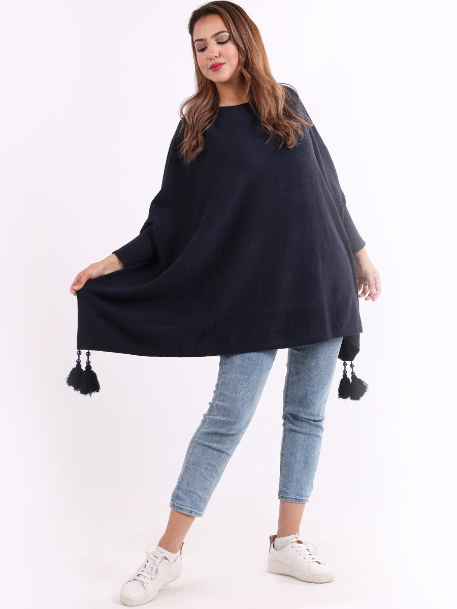 Plain Plus Size Batwing Tunic Poncho