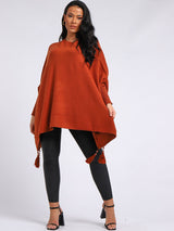 Plain Plus Size Batwing Tunic Poncho