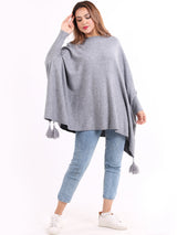 Plain Plus Size Batwing Tunic Poncho