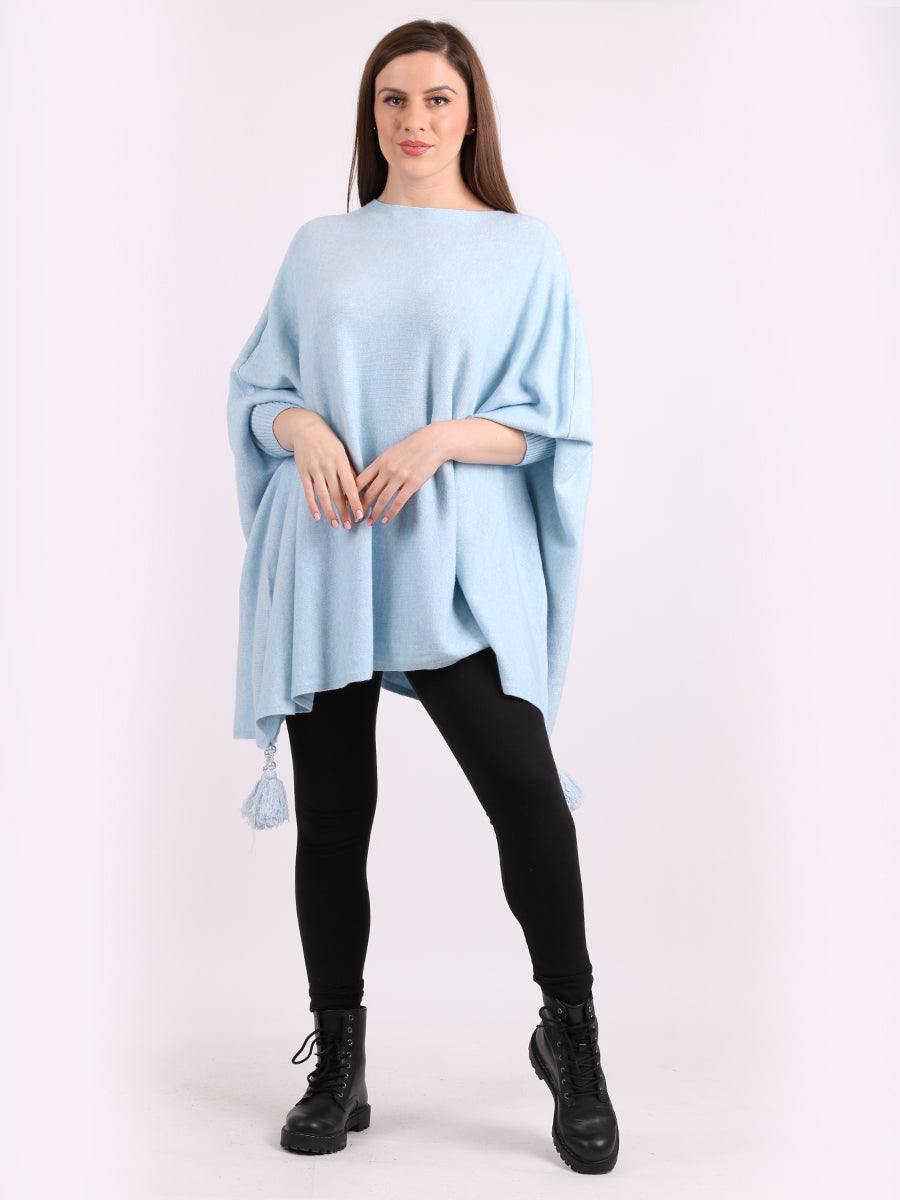 Plain Plus Size Batwing Tunic Poncho