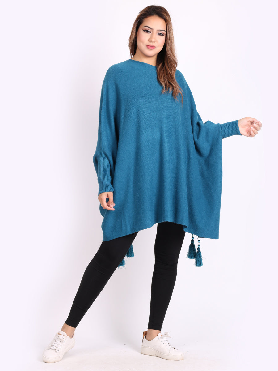 Plain Plus Size Batwing Tunic Poncho