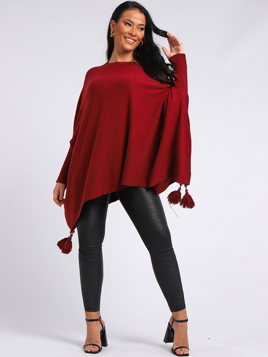 Plain Plus Size Batwing Tunic Poncho