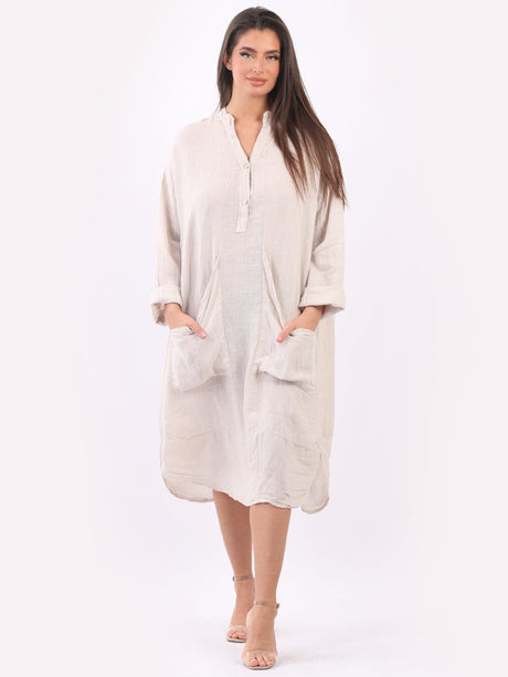 Plain Plus Size Linen Dress