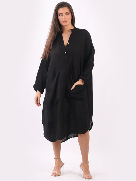 Plain Plus Size Linen Dress