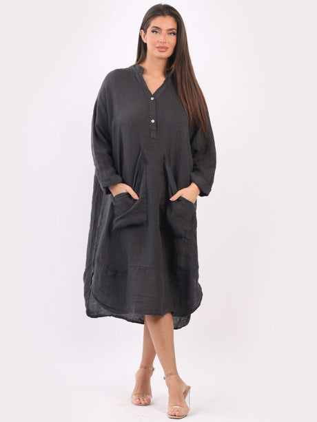 Plain Plus Size Linen Dress